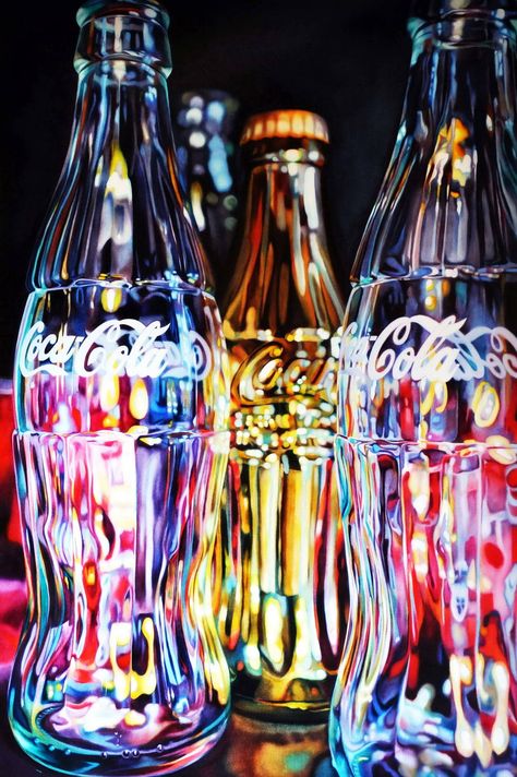 Golden Coke by Kate Brinkworth Kate Brinkworth, Thomas Saliot, Coke Bottle, Tableau Art, Bohol, Wow Art, Foto Art, Gcse Art, Hyperrealism