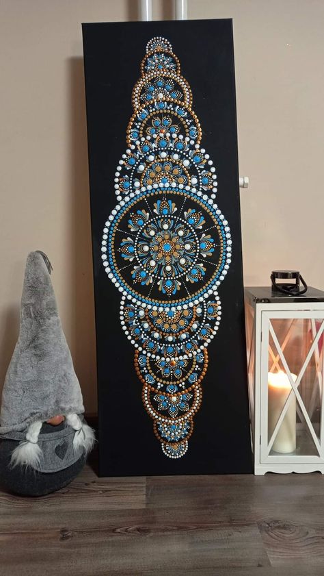 Mandala In Canvas, Dotting Mandala Art, Mandala On Black Canvas, Mandala Painting Easy, Mandala Dot Painting Canvas, Dot Painting Tools, Flower Pattern Drawing, Mandala Rock Art, Mandala Canvas