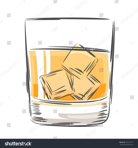 Rocks Glass Drawing, Glass Of Whiskey Drawing, Whiskey Glass Illustration, Whiskey Glass Cookies, Rocks Glass Tattoo, Whisky Glass Tattoo, Liquor Drawing, Whiskey Glass Drawing, Whiskey Clipart