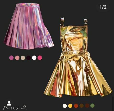 Holographic Clothes, Texture Studies, Pro Create, Clothes Skirt, Autodesk Sketchbook, Clothes Reference, Wrinkled Clothes, Procreate Art, Fashion Design Sketchbook