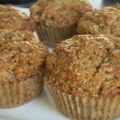 Banana Bran Muffins Banana Bran Muffins, Oat Bran Muffins, Flax Muffins, Bran Muffin Recipes, Banana Nut Muffins, Bran Muffins, Banana Nut Bread, Banana Nut, Banana Muffins