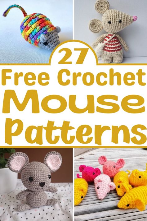 Crochet Mice, Patterns For Kids, Crochet Mouse, Toys Collection, Christmas Mouse, Cute Mouse, Single Crochet Stitch, Amigurumi Free Pattern, Crochet For Beginners