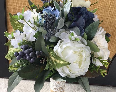 Bridal Hair Vine Wedding Rose Gold Hair Piece Pearl Silver | Etsy Navy Blue Wedding Bouquets, Bouquet Navy Blue, Greenery Bridal Bouquet, Wedding Bouquet Ribbon, Bouquet Greenery, Bouquet Succulent, Green Wedding Bouquet, Blush Bridal Bouquet, Purple Bridal Bouquet