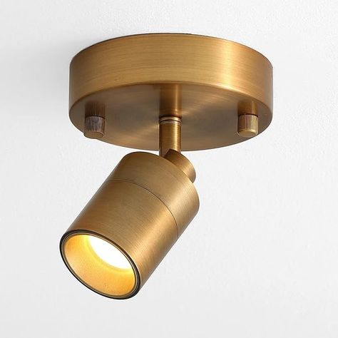 Amazon.com: VidaLite - Shura LED Spot Light 3000k, Brushed Brass : Everything Else Light Fixtures For Angled Ceiling, Slanted Ceiling Lights, Task Lighting Interior Design, Flush Kitchen Lighting, Sauna Basement, Track Lighting Bedroom, Modern Track Lighting, Brass Spotlights, Angled Ceiling