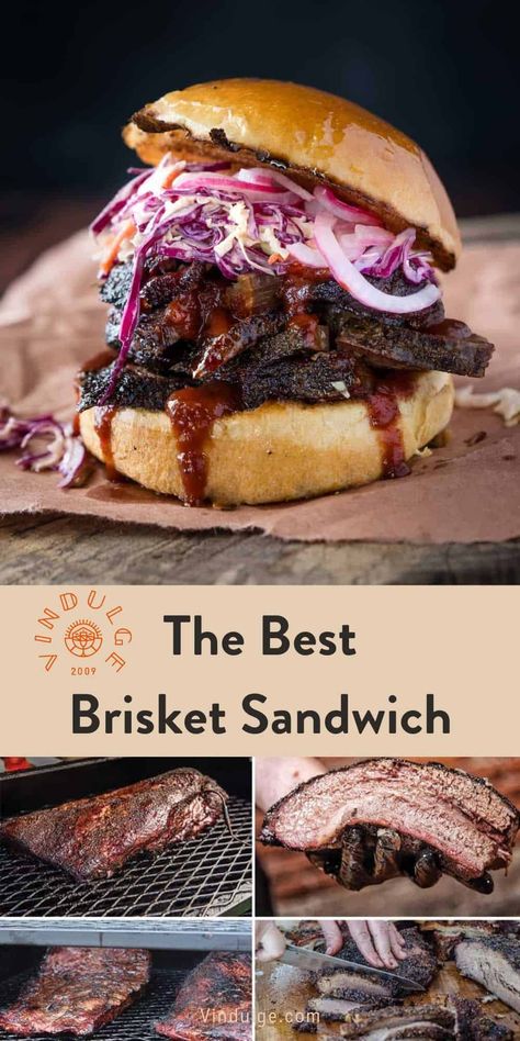 If you are looking for an amazing leftover brisket recipe this brisket sandwich is it. Rich BBQ sauce, coleslaw, and onions are the perfect pairing to the rich and buttery flavors of brisket. Smoked Beef Brisket Burger, Smoked Brisket Burger, Assorted Sandwiches, Brisket Sandwich Recipe, Best Brisket, Beef Brisket Sandwich, Quick Pickle Recipe, Brisket Burger, Best Bbq Recipes