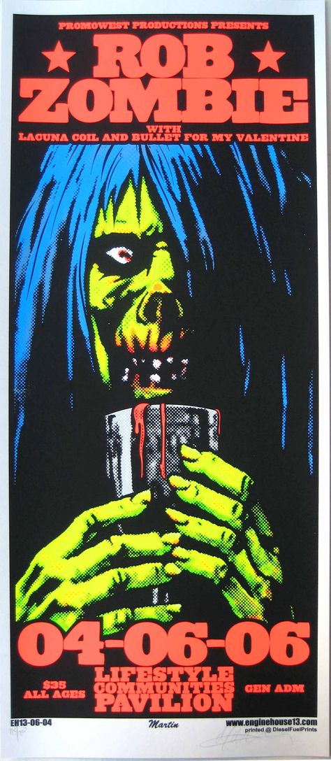 Rob Zombie Poster, Rob Zombie Concert, Rob Zombie Art, Zombie Poster, Posters Collage, Zombie Music, Zombie Wallpaper, Lacuna Coil, Grunge Posters