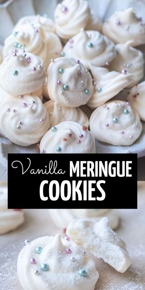 Easy and quick Vanilla Meringue Cookies are light, sweet, and have a melt-in-your-mouth texture. Making them a delightful treat that everyone enjoys. Marange Cookies Recipe Egg Whites, How To Make Meringue Cookies, Marange Cookies, Merange Cookies Meringue, Merange Cookies, Cute Meringue Cookies, Meringues Cookies, Merengue Cookies, Easy Meringue Cookies