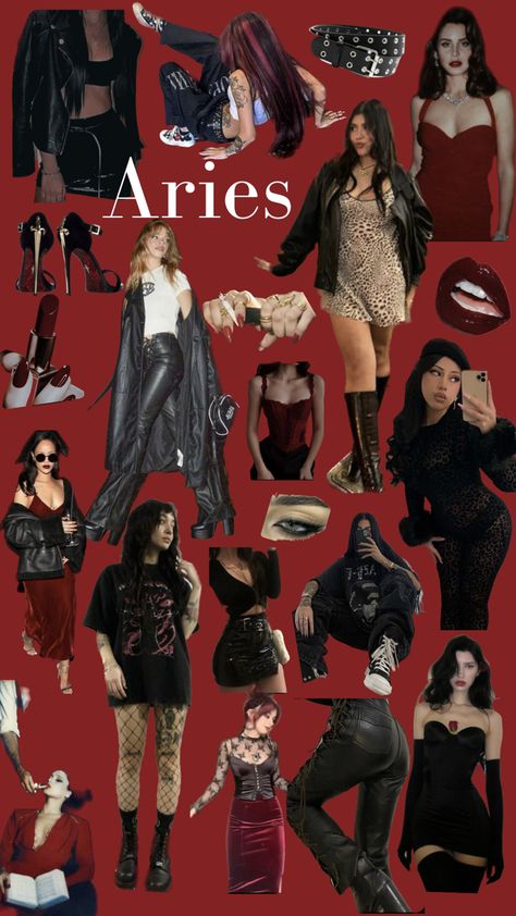 Aries Midheaven Outfits, Aries Venus Sign, Fire Sign Aesthetic Outfits, Dressing Like A Venus Aries, Aries Zodiac Outfits, Aries Lilith Outfits, Ares Outfit Aesthetic, Aries Venus Leo Rising Style, Aries Ascendant Aesthetic