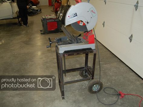 Chop Saw Stand, Home Made Tools, Welding Jig, Saw Stand, Chop Saw, Welding Cart, Mig Welder, Diy Garage Storage, Garage Shop