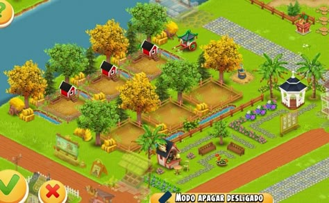 Simple Hayday Layout, Hayday Layout Ideas Simple, Hay Day Full Farm Design, Hay Day Level 40 Layout, Hay Day Animal Area, Hayday Layout Ideas Aesthetic, Hayday Fields Design, Cute Hay Day Farms, Heyday Farm Design