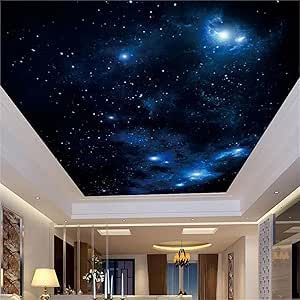 TEGUYE Starry Sky Stars Custom 3D Wall Mural, Night Sky Ceiling Wallpaper,Large Space Extension Art Decor Wall Sticker for Bedroom Living Room Home Decoration Wallpaper,116" W x 91" H Sky Ceiling Wallpaper, Sky Ceiling Mural, Night Sky Ceiling, Castle House Modern, Starry Sky Ceiling, Ceiling Stickers, Ceiling Mural, Sky Ceiling, Decoration Wallpaper