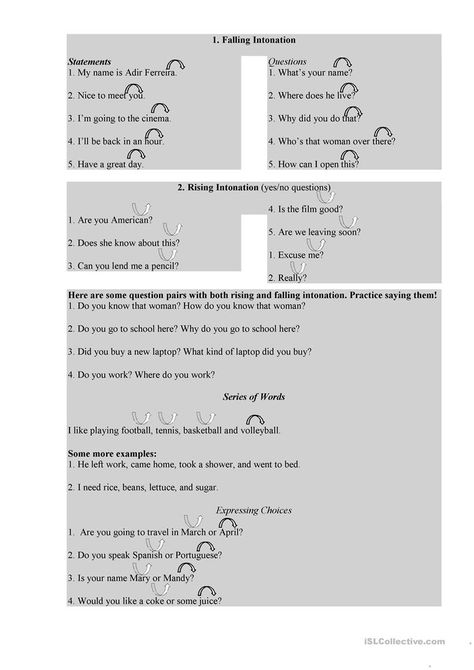 Intonation - English ESL Worksheets English Literature Notes, Grammar Notes, English Grammar Notes, Esl Lessons, Presentation Skills, English Fun, Good Vocabulary Words, Good Vocabulary, English Activities