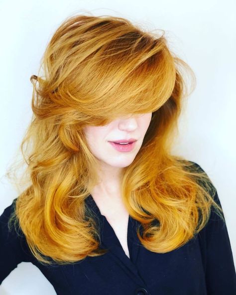 all the volume for this marigold babe 💛 @hair.by.nicholas • • • #hairgoals #hairdressermagic #salonlife #hairtends #hairdresser… Sunflower Hair Color, Marigold Hair, Painted Faces, Character Board, Boring Hair, Hair Shades, Color Inspo, Blythe Doll, Hair Colors