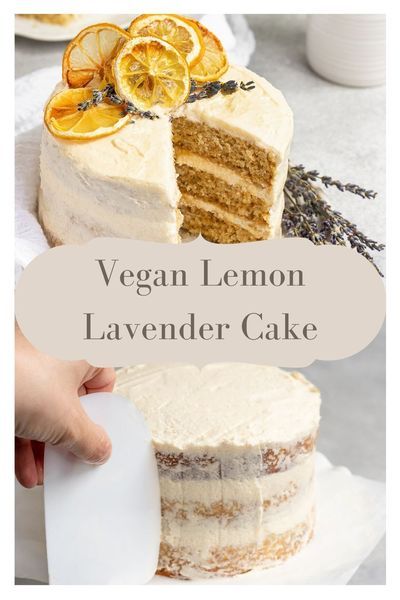 Lavender Buttercream Frosting, Lemon Lavender Cake, Lavender Buttercream, Vegan Lemon Curd, Vegan Lemon Cake, Lemon Layer Cakes, Vegan Frosting, Lavender Cake, Lemon Curd Filling