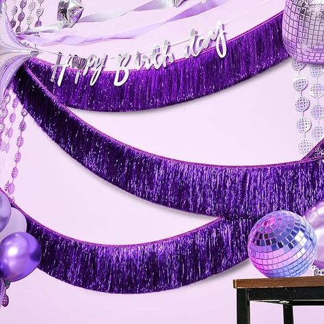 30th Birthday Women Decorations, Purple And Black Birthday Party, Speak Now Birthday Party, Streamer Photo Backdrop, Purple Theme Birthday, 55th Birthday Party Ideas, Purple Birthday Party Decorations, Last Disco Bachelorette Party, Banner For Party