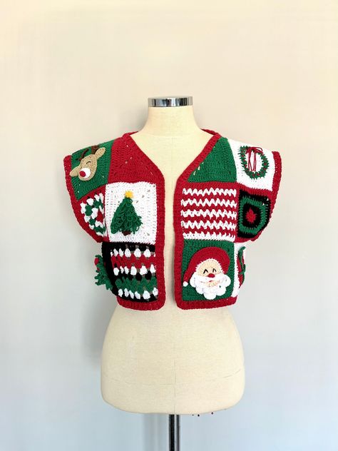 Excited to share the latest addition to my #etsy shop: Christmas Handkint Sweater, Crochet Vest, Cozy Holiday Waistcoat, HAND KNITTING #christmassweater #patchwork #handknitsweater #cozyvest #crochetholidayvest #newyear #christmaswaistcoat Crochet Christmas Vest, Christmas Crochet Sweater, Crochet Christmas Sweater, Holiday Vest, Crochet Waistcoat, Cozy Vest, Christmas Vest, Crochet Design Pattern, Sweater Crochet