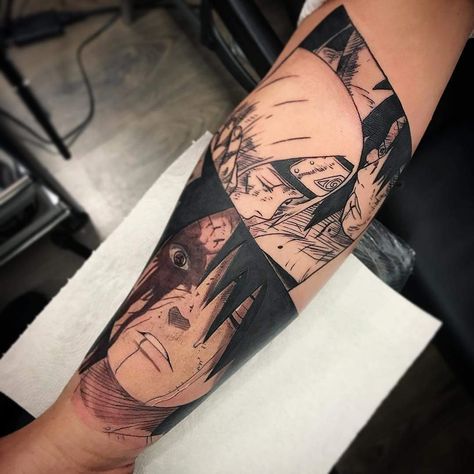 Obito Rin Tattoo, Obito Tattoo Ideas, Small Anime Tattoo, Obito Tattoo, Tattoo For Sleeve, Anime Flash Tattoo, Rin And Obito, Naruto Tattoos, Obito Rin