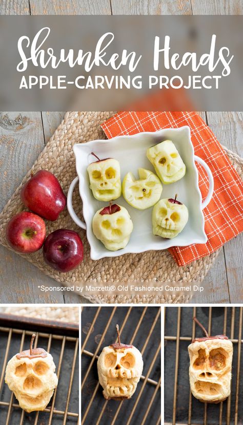 Shrunken Apple Heads, Shrunken Heads, Halloween Apples, Halloween Decorations For Kids, Caramel Dip, Apple Head, Halloween Activity, Diy Halloween Projects, Halloween Crafts For Kids