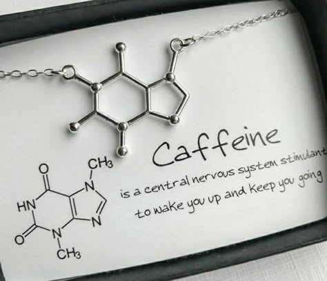 Molecule Jewelry, First Tattoo Ideas, Chemistry Jewelry, Molecule Tattoo, Caffeine Molecule, Medical Quotes, Molecule Necklace, Science Jewelry, Medical School Essentials