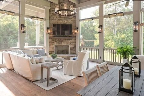 10 Lakeside Porch Ideas Outdoor Screened In Porch Ideas, Long Narrow Screened In Porch, A Frame Screened In Porch, Back Screened In Porch Ideas, Backyard Porches, Screened In Porch And Deck, Covered Porch With Fireplace, Cozy Porch Ideas, Porch To Sunroom