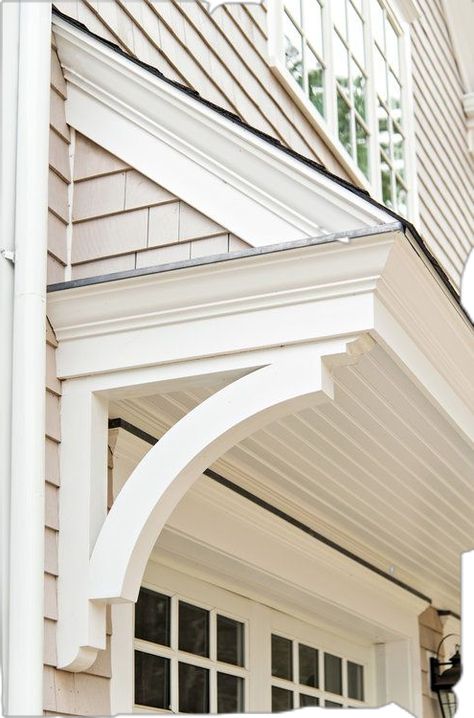 Garage Corbels Ideas, Cape Cod With Porch, Exterior Corbels On House, Awning Over Window, Cape Cod Style House Exterior, Cape Cod Front Porch, Corbels Exterior, Cape Cod Exterior, Cape Cod House Exterior