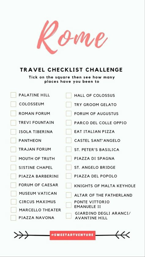 Rome Italy Checklist, Italy Trip Planning, Rome Travel Guide, Holiday Travel Destinations, Travel Inspiration Destinations, Italy Trip, Travel Wishlist, Voyage Europe, Travel Checklist