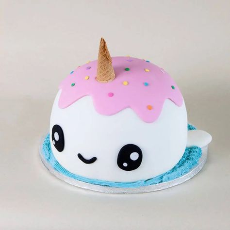 Narwhal Cake, Fruit Cupcakes, Mini Torte, Animal Cakes, Animal Cake, Cute Birthday Cakes, Unicorn Cake, Cute Desserts, Narwhal