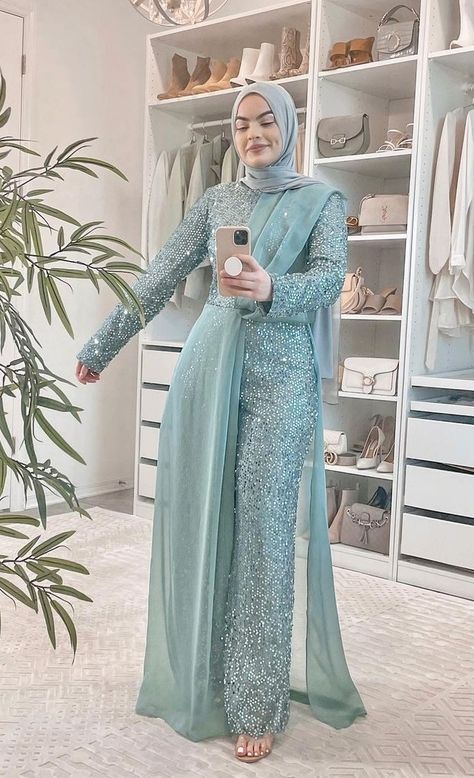 Jumpsuit Elegant Hijab, Party Dress With Hijab, Hijab Prom Dress, Muslim Prom Dress, Prom Dresses Long Modest, Prom Jumpsuit, Simple Party Dress, Embellished Party Dress, Party Dress Inspiration