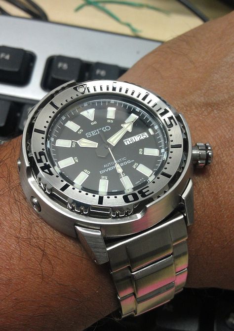 http://forums.watchuseek.com/f21/new-seiko-prospex-monster-shroud-monster-tuna-1308394-18.html Seiko Prospex, Seiko Tuna, Seiko Snk809 Mod, Seiko Monster, Leather Phone Cover, Seiko Snk381, Tactical Watch, Seiko Ssc813, Fancy Watches