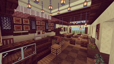 Minecraft Starbucks, Minecraft Coffee Shop, Interior Minecraft, Minecraft House Plans, Minecraft Server, Minecraft City, Coffee Shops Interior, Minecraft Building, Minecraft Designs