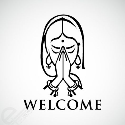 Welcome gesture of Namaste Welcome Rangoli, Yoga Clipart, Namaste Art, Welcome Pictures, Indian Yoga, Yoga Namaste, Namaste Yoga, Foyer Decorating, Indian Paintings