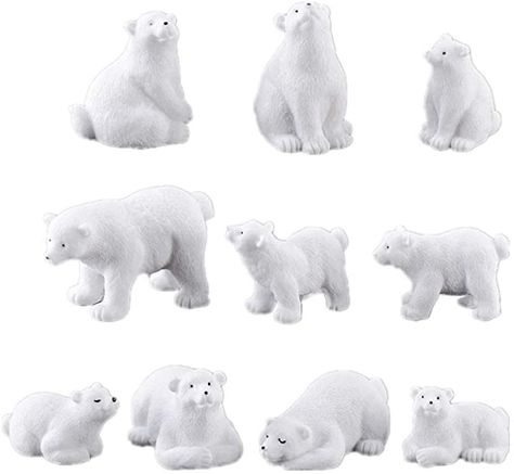 NUOBESTY Mini Bear Figure Christmas Miniature Decoration Polar Bear Toy Fairies Garden Animal Figure Decorative Figure Christmas Figures Table Decoration Flower Pot Micro Landscape Decoration 10 Pieces : Amazon.de: Home & Kitchen Landscaping Decor, Micro Landscape, Polar Bears, Resin Material, Polar Bear, Landscaping, Figurines