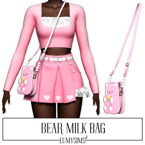 Sanrio Outfits, Sanrio Clothes, Kawaii Skirt, Sims 4 Anime, Sims 4 Download, Tumblr Sims 4, Bagged Milk, Sims 4 Gameplay, The Sims 4 Download