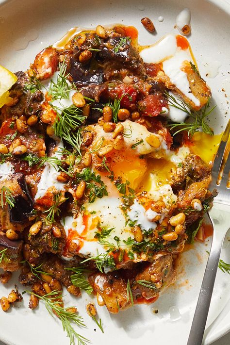 Eggplant And Tomatoes, Sauteed Eggplant, Runny Eggs, Nyt Cooking, Eggplant Recipes, An Egg, Egg Recipes, Eggplant, Tomatoes