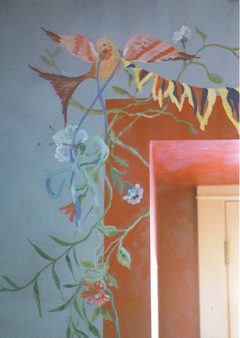 Easy Painted Wallpaper, Mural Painting Aesthetic, Whimsigoth Mural, Handpainted Wallpapers Diy, Hand Painted Wall Designs, Floral Painted Wall, Painted Archway, Wall Murals Painted Bedrooms, Hand Painted Wall Mural