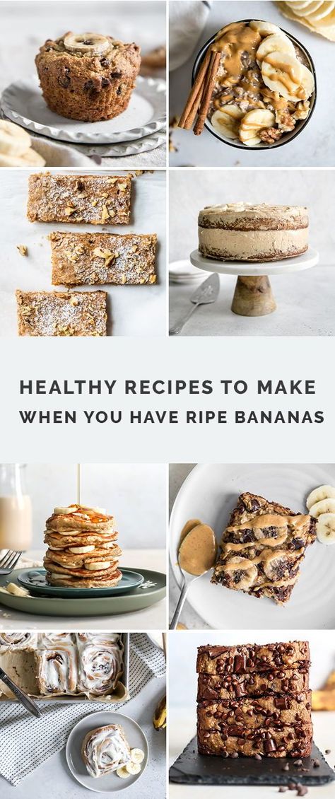 How To Use Up Bananas, Healthy Banana Desserts, Overripe Banana Recipes Healthy, Banana Baking Recipes, Old Banana Recipes, Banana Baked Goods, Over Ripe Banana Recipes, Ripe Bananas Recipes, Recipes With Ripe Bananas