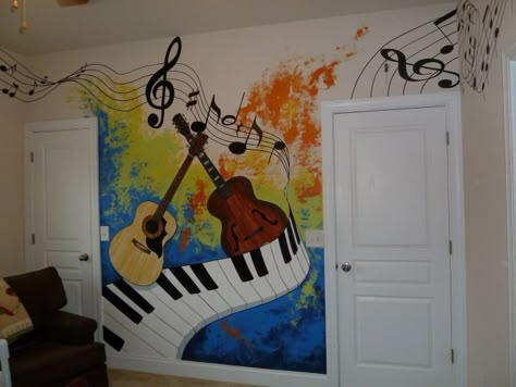 Music Mural, Music Classroom Decor, Kids Room Murals, School Wall Art, School Murals, Art Musical, Music Painting, Music Room Decor, Wall Paint Designs