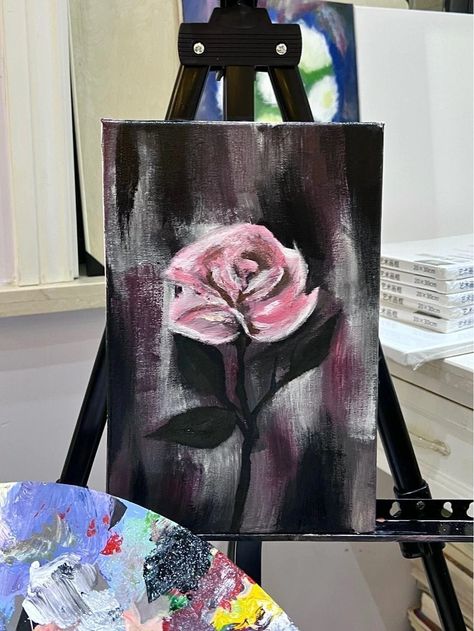 Grungy Paintings, Edgy Painting Ideas, Gothic Painting Ideas On Canvas, Edgy Painting Easy, Goth Painting, Painting For Boyfriend, On Canvas Painting Ideas, Boyfriend Painting, Beginners Painting