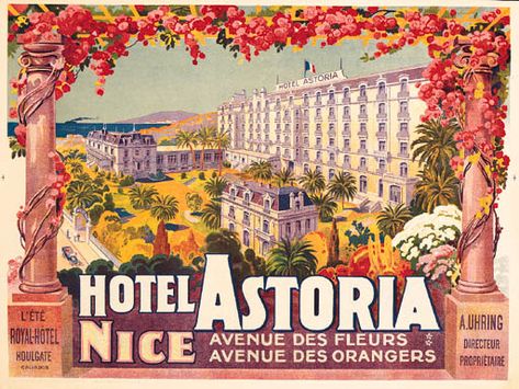 HOTEL ASTORIA, NICE Lost Art, Auction, Hotel, France, Orange