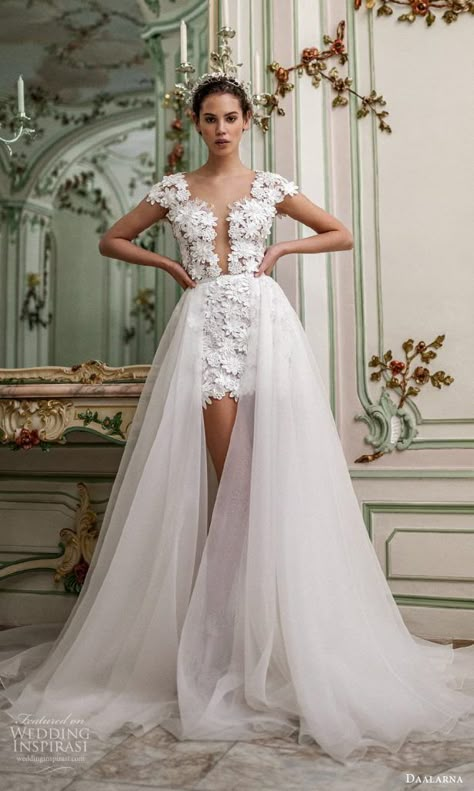 Lace Short Wedding Dress, Short Bride Dresses, 2022 Wedding Dresses, Convertible Wedding Dresses, Short Wedding Gowns, Wedding Dress A Line, Bridal Cap, Wedding Inspirasi, 2022 Wedding