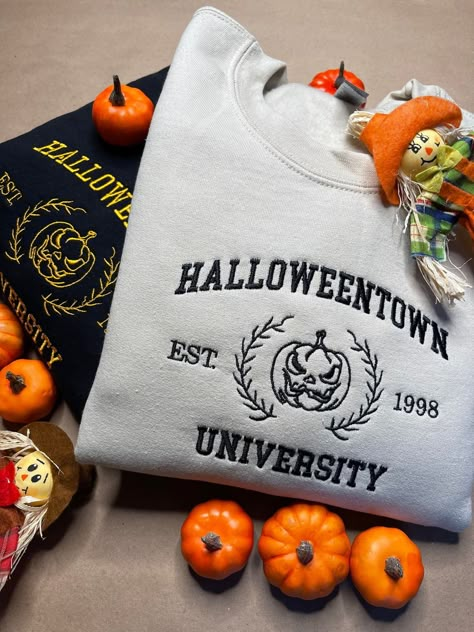 Halloween Town University, Top 10 Halloween Costumes, Halloween Customer, Halloween Costumes To Make, Spooky Costumes, Halloween Sweater, Halloween Hoodie, Embroidered Crewneck, Halloween Town