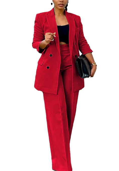 PRICES MAY VARY. 【Material】Business suits for women made of high quality of soft fabric, comfortable and skin-friendly, breathable, lightweight, casual blazer and pants suit for women, easy and comfy to wear, suitable for all seasons. 【Features】Long sleeve blazer sets, button blazer suits for women, lapel blazer outfits womens, business blazer suits, work office blazer outfits for women, solid pants suits for women, casual long pants sets 2 piece outfits, high waist pants sets, blazer and pants Red Pant Suit Women, Chic Office Wear Women, Beige Pant Suit Women, Plus Size Pants Suit, Red Work Pants Outfit, Plus Size Real Estate Agent Attire, Fall Suits Women, Women’s Pantsuit, Semi Formal Black Women