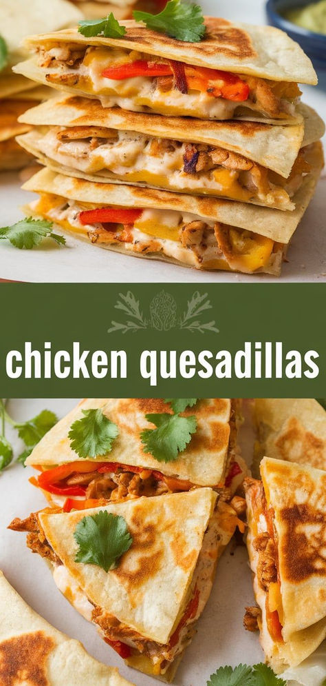 Cheesy Chicken Quesadillas. Loaded with seasoned chicken, gooey cheese, and crispy tortillas! The ultimate easy dinner or snack everyone will love. Perfect for busy weeknights! Ultimate Quesadilla, Easy Chicken Quesadilla Recipe, Ms Recipes, Chicken Quesadilla Recipe, Future Chef, Quesadilla Recipe, Cheese Quesadilla, Corn Salsa, Quesadilla Recipes