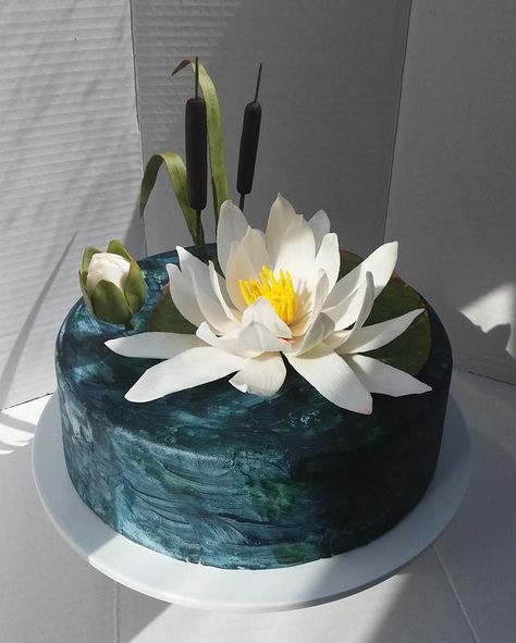 Lily Flower Cake, Water Lily Cake, Lily Cake, Lemon And Coconut Cake, Cactus Cake, Fantasy Cake, Savory Cakes, Beautiful Birthday Cakes, Cake Decorating Designs