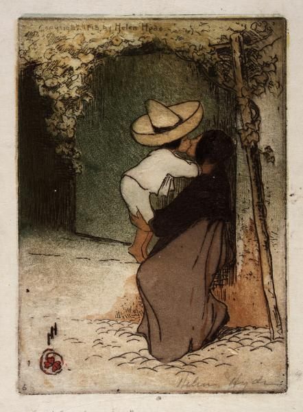 Helen Hyde, In Mexico, 1913, color etching and aquatint on paper, Smithsonian American Art Museum, Gift of Hyde Gillette in memory of Mabel Hyde Gillette and Edwin Fraser Gillette, 1992.13.83  Title In Mexico Artist Helen Hyde Date 1913  Dimensions plate: 7 1/4 x 5 1/4 in. (18.5 x 13.3 cm)  Smithsonian American Art Museum  Gift of Hyde Gillette in memory of Mabel Hyde Gillette and Edwin Fraser Gillette  Mediums Description color etching and aquatint on paper Corridor Decoration, Artwork For Bedroom, Bedroom Corridor, Museum Gift, Country Paintings, Japanese Woodblock Printing, Japanese Painting, Artist Life, Woodblock Print