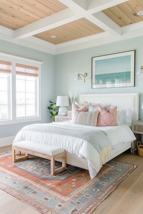 Modern Coastal Bedroom Ideas, Coastal Farmhouse Bedroom, Beach Rooms, Costal Bedroom, Coastal Room Decor, Modern Coastal Bedroom, Bedroom Coastal, Coastal Bedroom Decorating, Dream Master