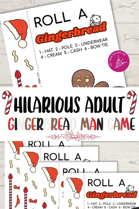 Christmas party games for adults Gingerbread Man Games, Gingerbread Games, Printable Christmas Party Games, Christmas Party Games For Adults, Party Games For Adults, Gingerbread Activities, Christmas Gift Games, Christmas Games For Adults, Gingerbread Party