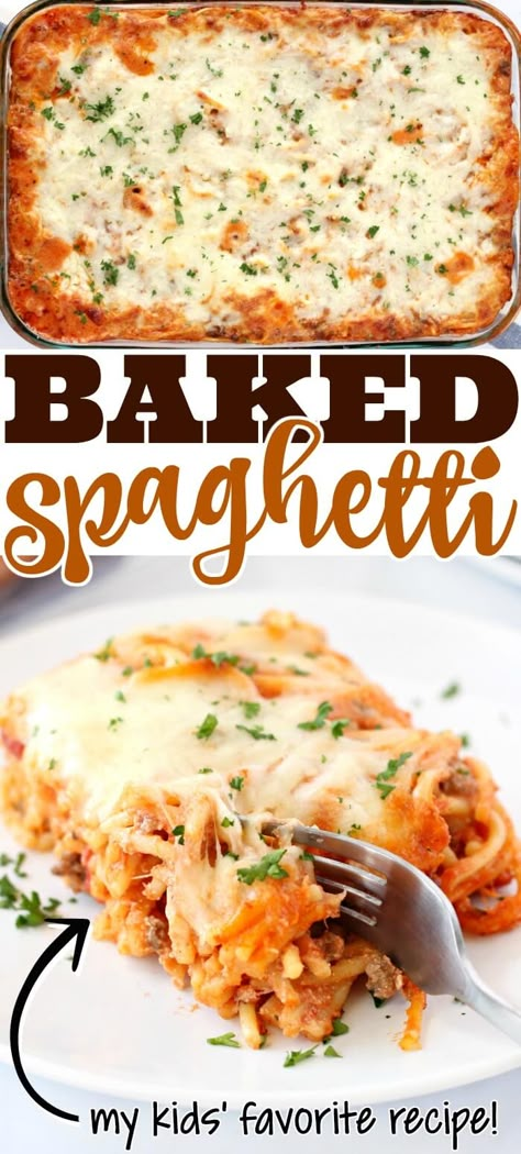 Baked Lasagna Recipe, Easy Baked Spaghetti, Spaghetti Ingredients, Baked Spaghetti Casserole, Baked Spaghetti Recipe, Baked Lasagna, Baked Food, Spaghetti Casserole, Pasta Spaghetti