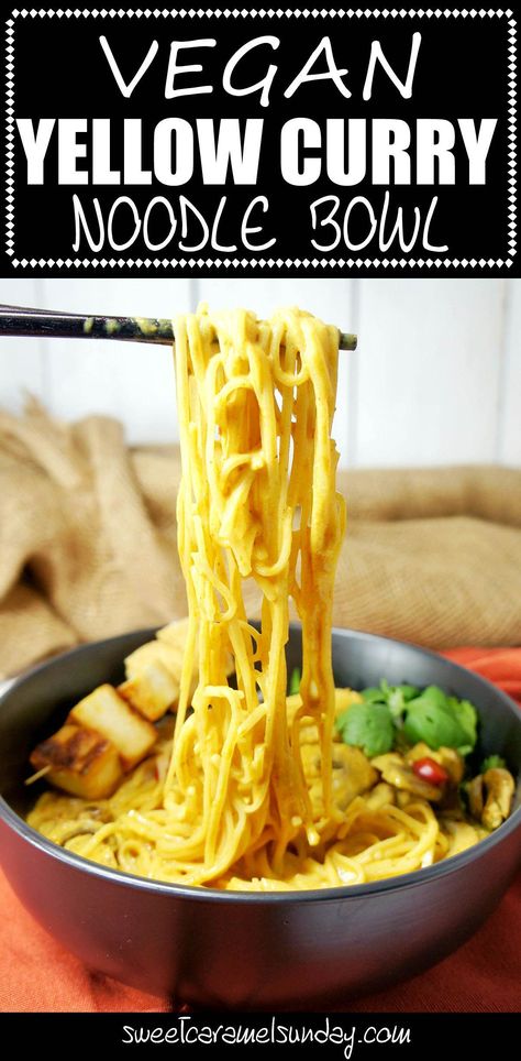 Yellow Curry Ramen, Yellow Curry Noodles, Vegetarian Yellow Curry, Curry Noodle Bowl, Vegan Yellow Curry, Yellow Curry Recipe, Curry Vegetarian, Vegetarian Noodles, Thai Yellow Curry