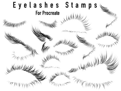 19 eyelashes stamps for Procreate app Eyelashes Drawing, Easy Eye Drawing, Chara Design, Eye Sketch, Art Tools Drawing, Sketches Tutorial, Art Painting Gallery, Digital Drawings, Pencil Art Drawings